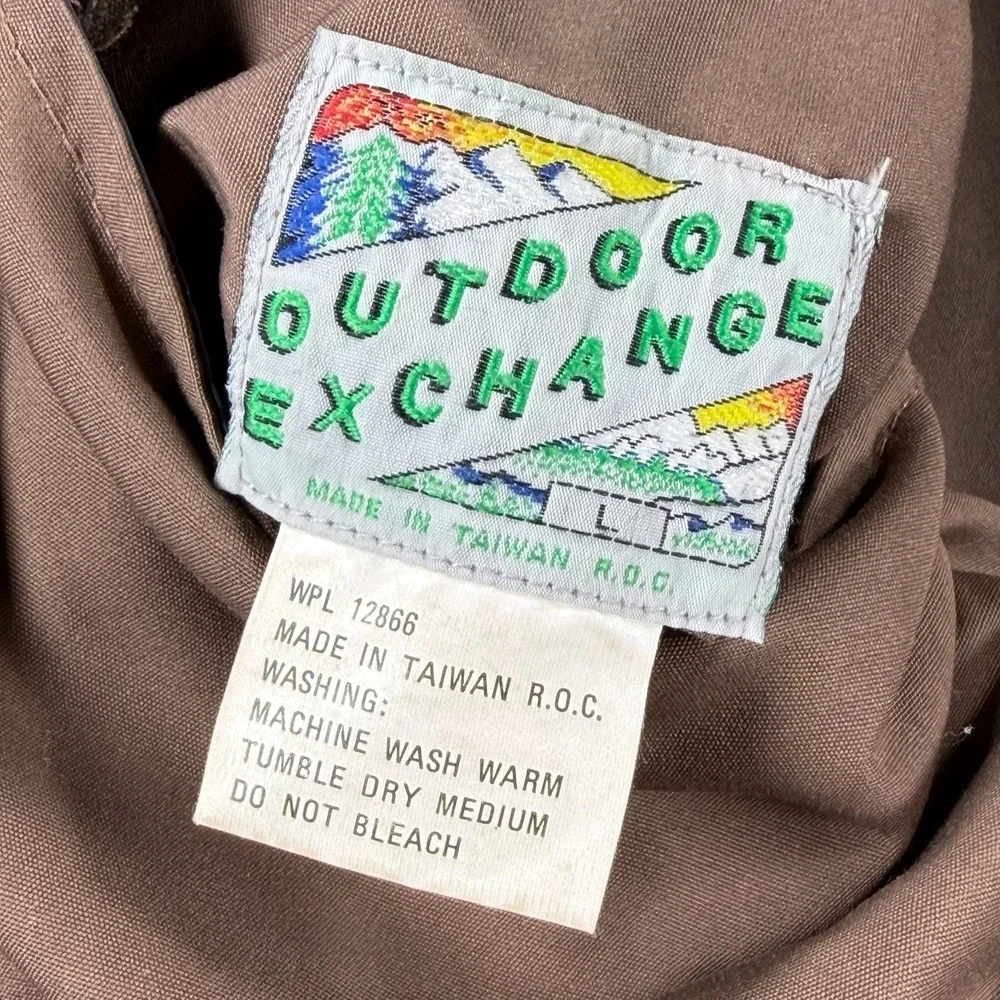 Outdoor Exchange Reversible Down Vest Mens Large Brown Blue Mock Neck Full‎ Zip